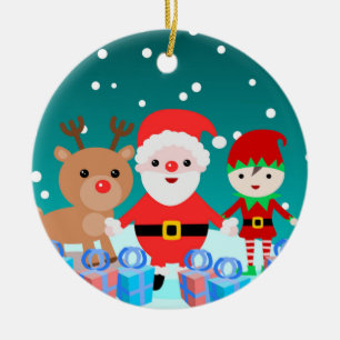 CHRISTMASTIME MED SANTA OCH HANS VÄNNER JULGRANSPRYDNAD KERAMIK