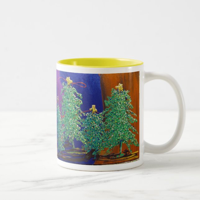 ChristmasTrees målning Två-Tonad Mugg (Höger)