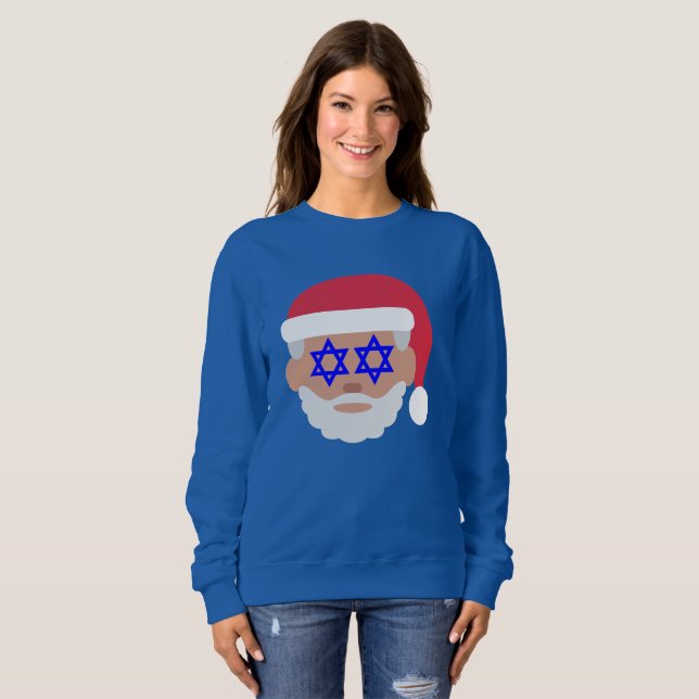 christmukah jultomten emoji Womens sweatshirt Tee (Hel framsida)