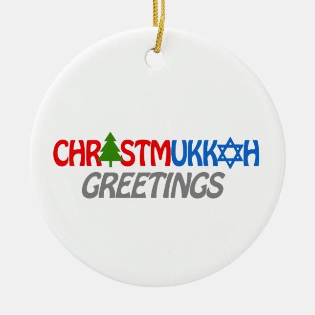 CHRISTMUKKAH-HÄLSNINGAR - .PNG JULGRANSPRYDNAD KERAMIK (Framsidan)