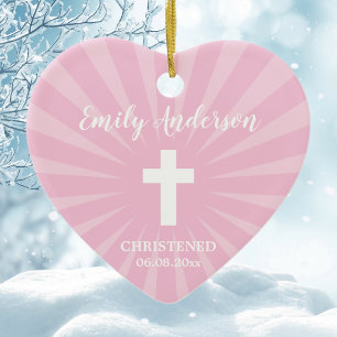 Christofer Flicka Rosa Julgransprydnad Keramik