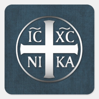 Christogram ICXC NIKA Jesus Conquers Fyrkantigt Klistermärke