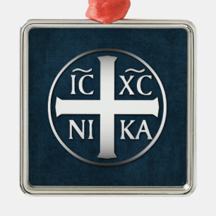 Christogram ICXC NIKA Jesus erövrar Julgransprydnad Metall