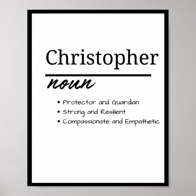 Christopher, Boy Personlig Namn Definition Poster (Framsidan)