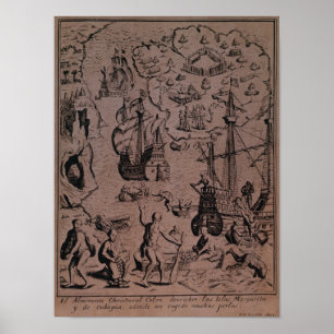 Christopher Colombus som upptäcker öarna Poster