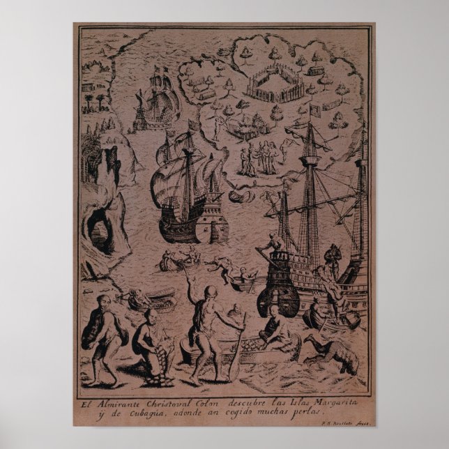 Christopher Colombus upptäcker öarna Poster (Framsidan)