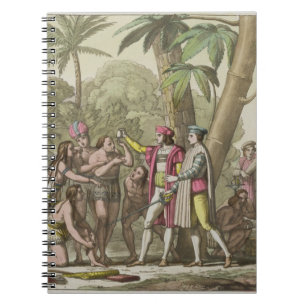 Christopher Columbus (1451-1506) med infödda Amer Anteckningsbok