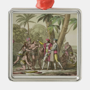 Christopher Columbus (1451-1506) med infödda Amer Julgransprydnad Metall