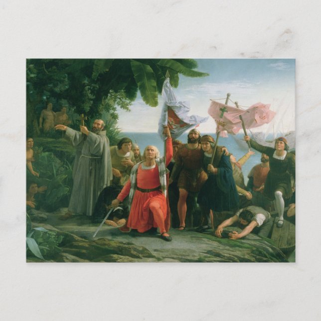 Christopher Columbus första landning i Vykort (Framsida)