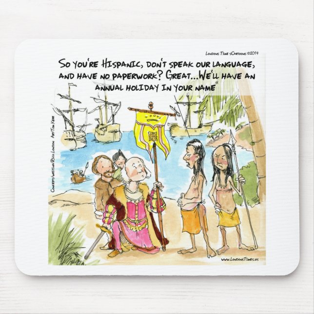 Christopher Columbus immigrerar till Amerika Rolig Musmatta (Framsidan)
