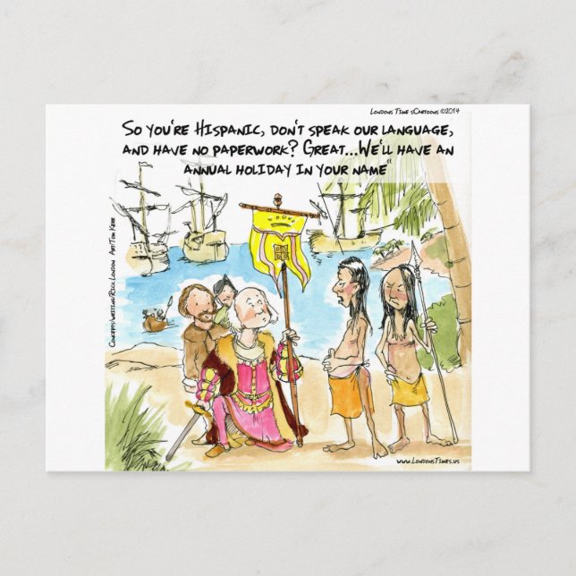 Christopher Columbus immigrerar till Amerika Rolig Vykort (Framsida)