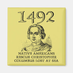 Christopher Columbus Räddade Rolig Kylskåpsmagnet