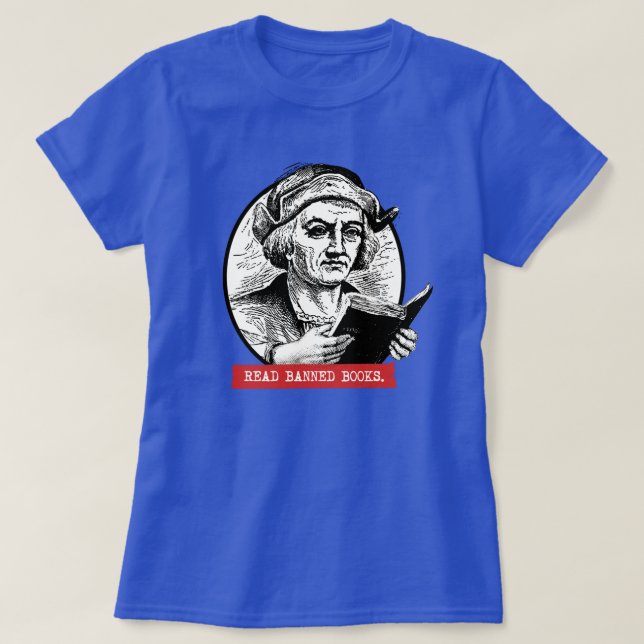 Christopher Columbus Reads Banned Bokar T Shirt (Design framsida)