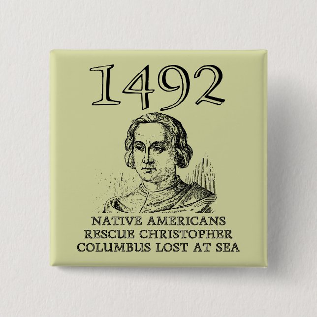 Christopher Columbus Rescued Funny Button Badge Knapp (Framsida)