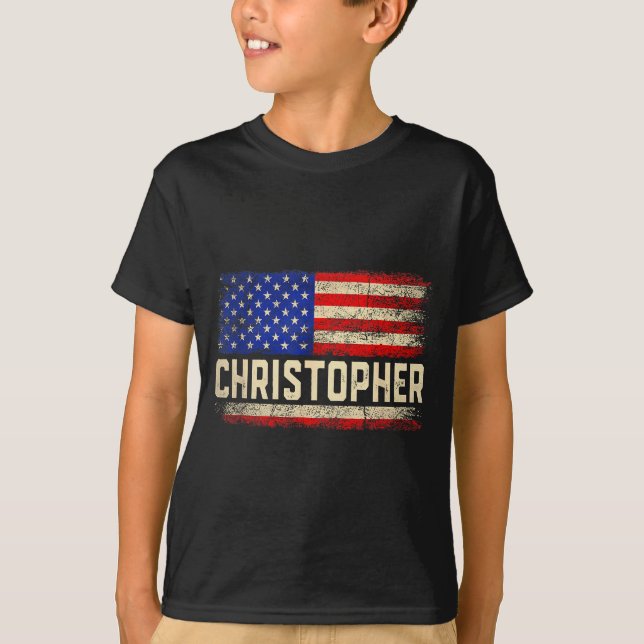 Christopher First Name Shirt Christopher Name Amer T Shirt (Framsida)