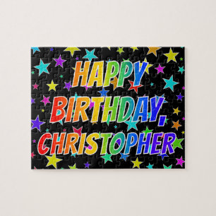 "CHRISTOPHER" First Namn, Roligt "GRATTIS PÅ FÖDEL Pussel