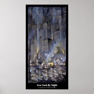 Christopher Nevinson - New York nattetid 1920 Poster