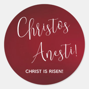 Christos Anesti! Kristus är Risen! Red Classic Rou Runt Klistermärke