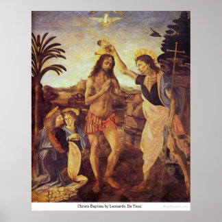 Christs Baptism av Leonardo Da Vinci Poster
