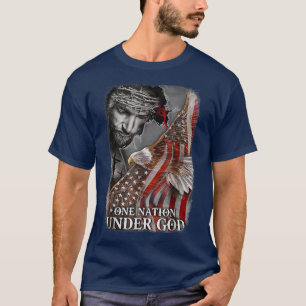 Christtian One Nation under Gud Eagle American Jes T Shirt