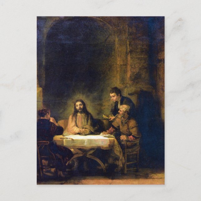 Christus in Emmaus by Rembrandt Vykort (Framsida)