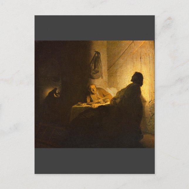 Christus in Emmaus by Rembrandt Vykort (Framsida)