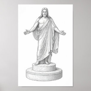 Christus Line Teckning Wall Art Poster