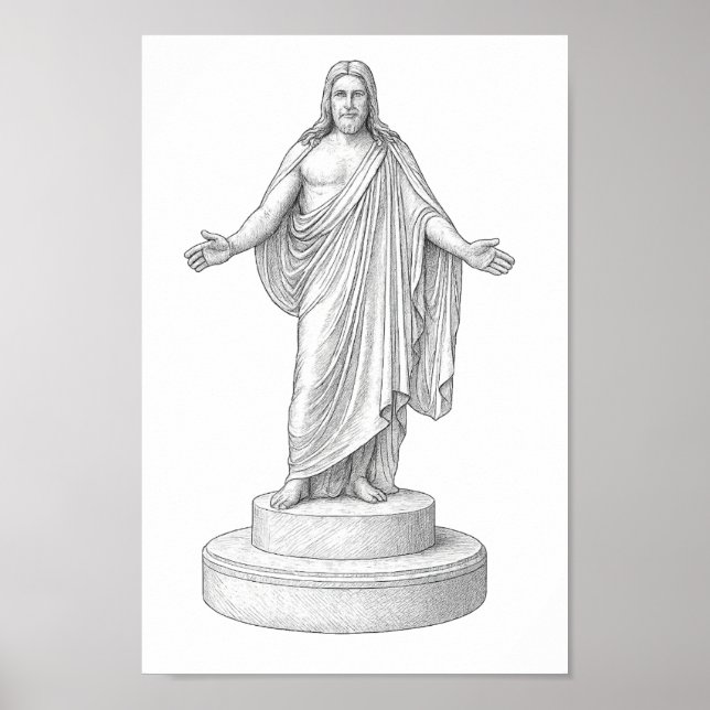 Christus Line Teckning Wall Art Poster (Framsidan)