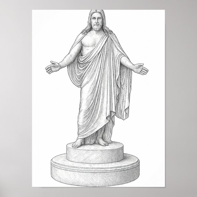 Christus Linjedrawing Väggkonst Affisch (Framsidan)