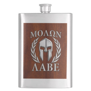 Chro Molon Labe för spartanska krigarelagrar Wood Fickplunta