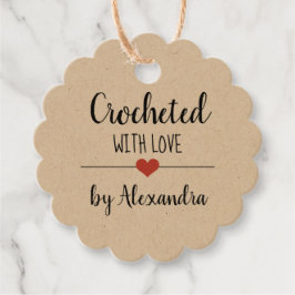 Chrochetad med kärlek kraftmanus gåvor etiketter