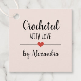 Chrochetad med kärlek  rosa-skript namn gåvor etiketter