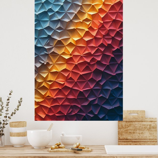 Chroma Fold: Geometric Prism Gradient Abstract Art Poster (Kök)