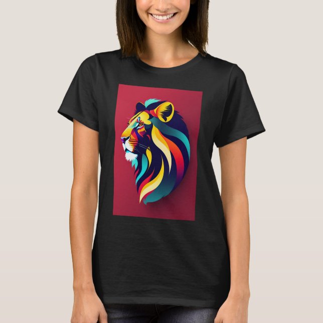 ChromaRoar: Abstraktens Lejona Logotyp T Shirt (Framsida)