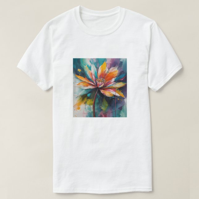 "Chromatic Bloom: Abstrakt Flower Art" T Shirt (Design framsida)