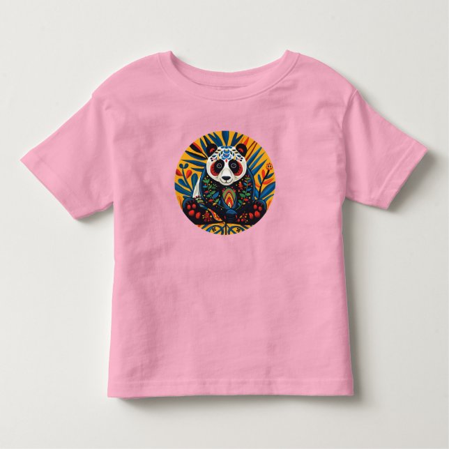 Chromatic Charisma: Kaleidoscopic Panda T-Shirt (Framsida)