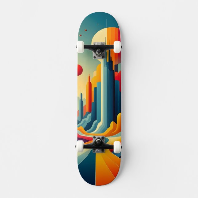 Chromatic Cityscape Mini Skateboard Bräda 18,5 Cm (Framsida)