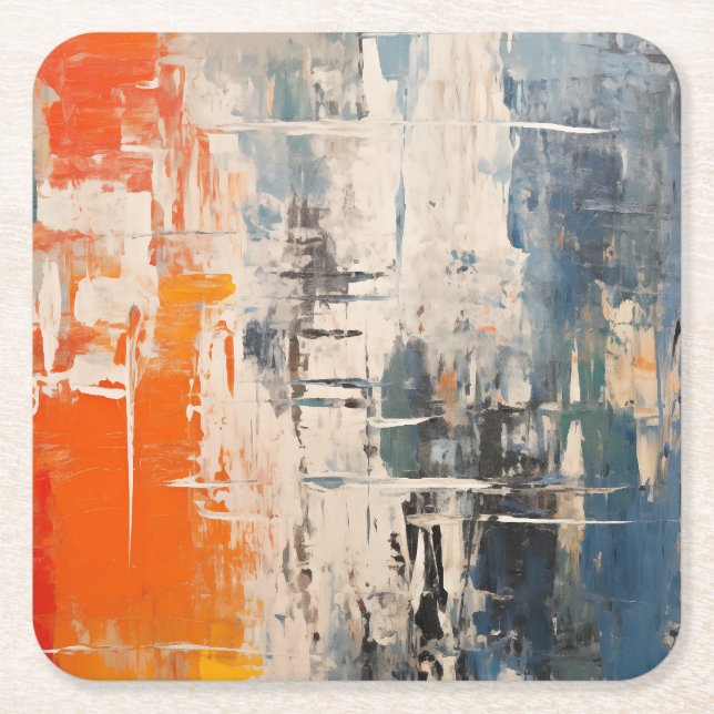 Chromatic Crossroads Abstract Digital Painting Underlägg Papper Kvadrat (Framsidan)