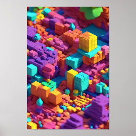 Chromatic Cube Mosaic Wall Art Poster
