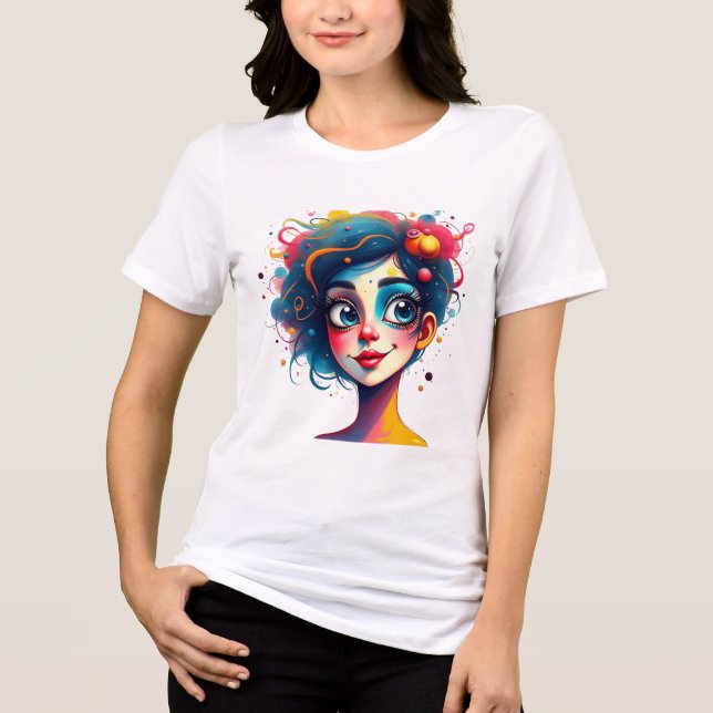 "Chromatic Dream" - Abstrakt Pop Art Porträtt T Shirt (Framsida)