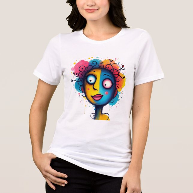 "Chromatic Dream" - Abstrakt Pop Art Porträtt T Shirt (Framsida)