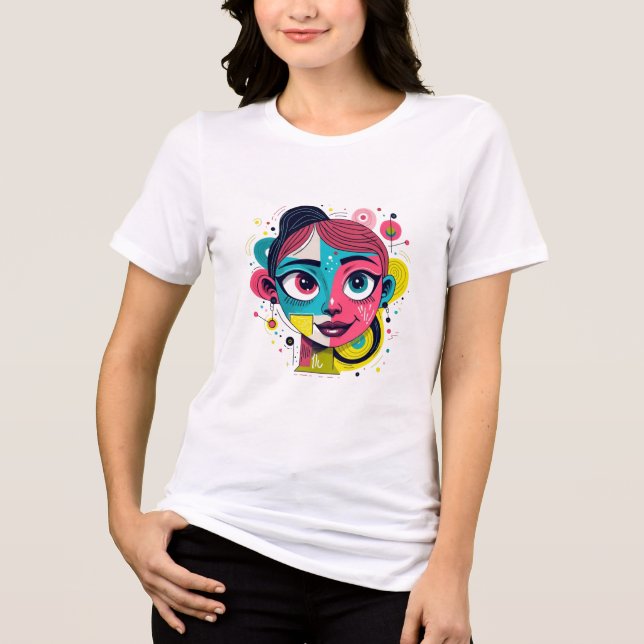 "Chromatic Dream" - Abstrakt Pop Art Porträtt T Shirt (Framsida)