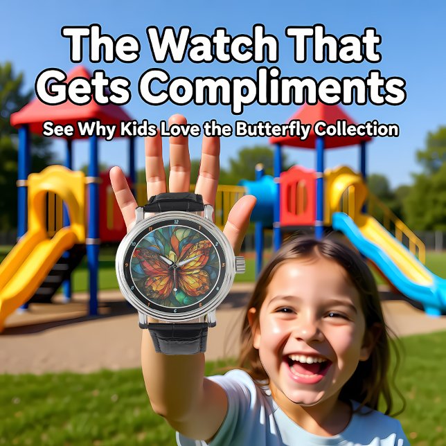 Chromatic Flight" - Stained Glass Butterfly Armbandsur (Skapare uppladdad)