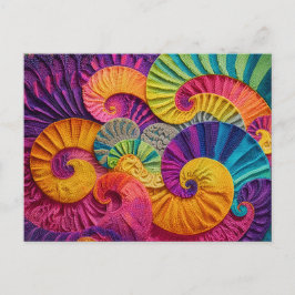 Chromatic Shells: Vibrant Spiral Mosaic Vykort