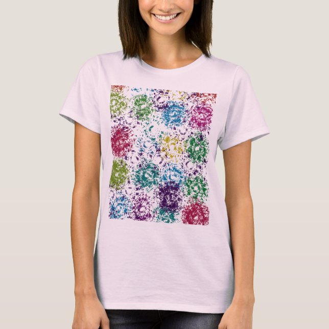 Chromatic Stipple Bloom Abstract T Shirt (Framsida)
