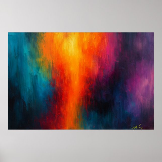 Chromatic Surge - Fiery Orange Meets Midnight Blue Poster (Framsidan)