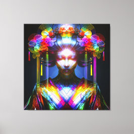 Chromatisch Farbige Glas-Geisha im Kontrast Canvastryck