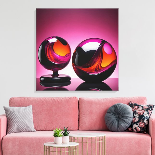 Chromatisch farbige Glaskegeln in Reflexion Canvastryck (Insitu (Vardagsrum))