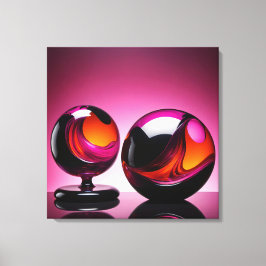 Chromatisch farbige Glaskegeln in Reflexion Canvastryck