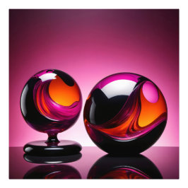 Chromatisch farbige Glaskegeln in Reflexion Fototryck